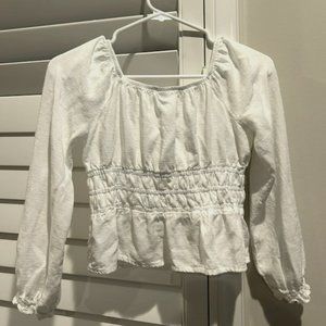 Girls' Long Sleeve Ruched Waist Woven Blouse Top - art class